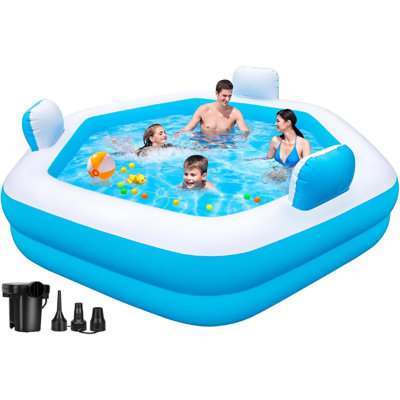 Inflatable Pool For Adults Pool With Pump, Oversized Thickened Full Size Family Swimming Pools For Outdoor Backyard Summer Water Party Indoor Use