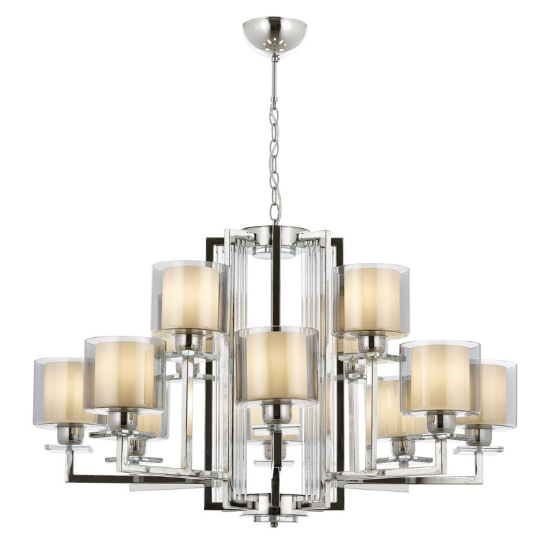 Demps 12 - Light Geometric Chandelier, Silver