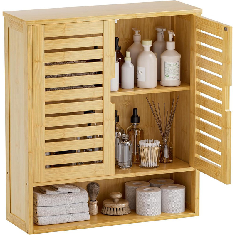 Armoire de salle de bain murale en bambou SMIBUY