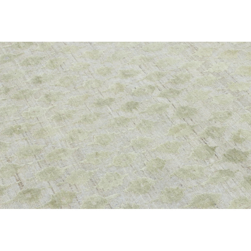 Block Print Handmade Silk and Wool Area Rug