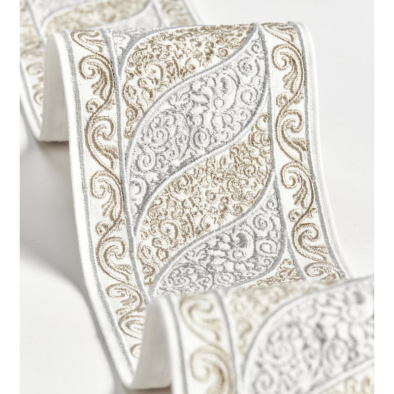PAISLEY EMBROIDERED TAPE, Silver Sand