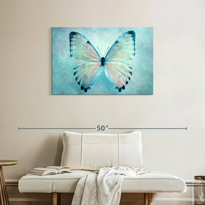 Papillon bleu délicat Brampt, H 24 po x l 36 po