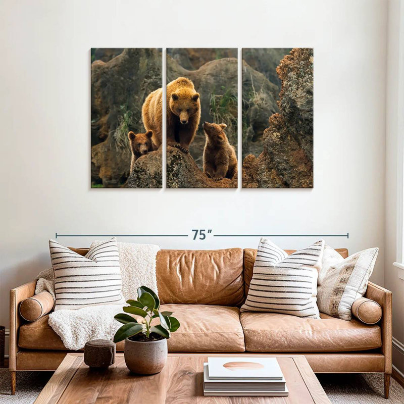 Bear And Cubs, 36" H x 57" W