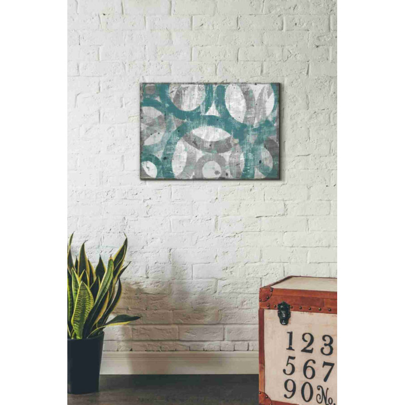 «Industrial I Teal» par Michael Mullan, art mural sur toile, H 18 po x l 26 po x P 0,75 po