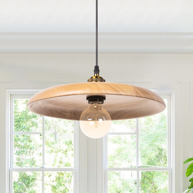 Luminaire suspendu simple à 1 lumière Rozalee, Naturel