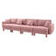Canapé rose à 4 places en tissu bouclé avec construction et configuration de siège souple pour une utilisation régulière-794512329