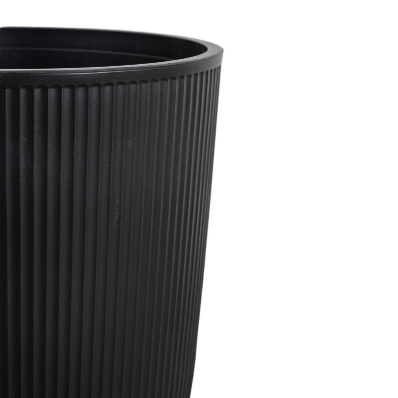 Ensemble de pots à fleurs ronds en PE, Noir