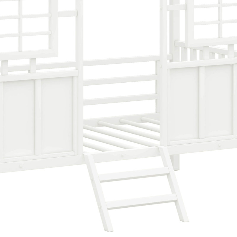 Lit mezzanine bas simple en métal Jellico, Blanc
