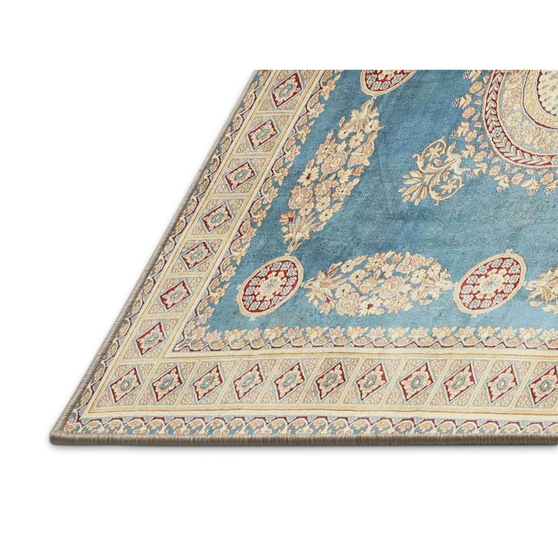 Tapis oriental bleu / beige, Rectangle 7 pi x 9 pi