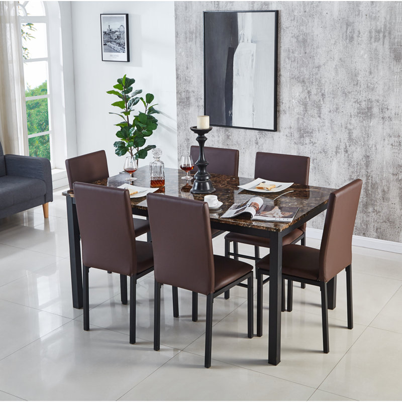 Calmo 6 - Person Dining Set, Brown