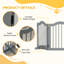Freestanding Pet Gate Barrier 3 Pannel with Support Feet Light Grey