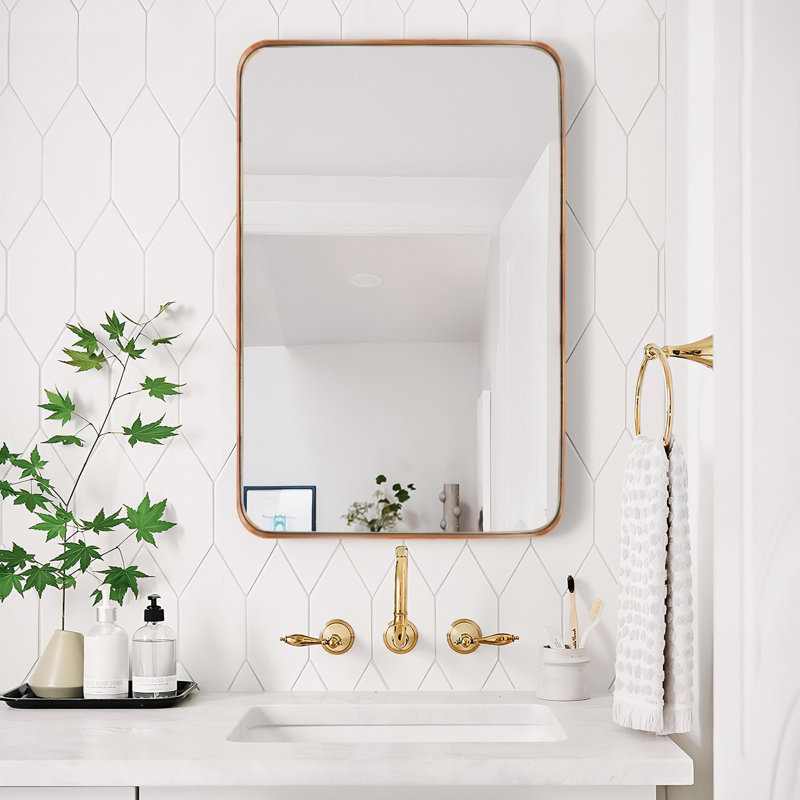 Miroir d'appoint Eitzen, 36 po x 24 po, Or rose
