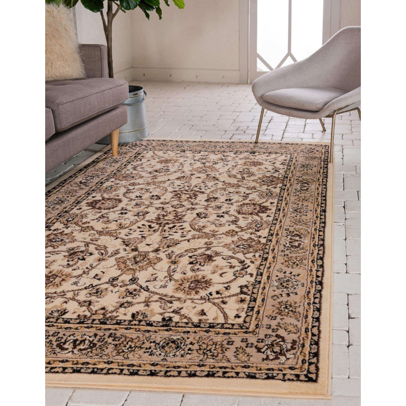 Hanan Floral Area Rug, Oval 7'10" x 10', Ivory