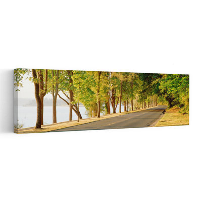 Trees On Both Sides Of A Road, Lake Washington Boulevard, Seattle, Washington State, Usa Tranquil Abstract Contemporary Nature Tree Wall Art