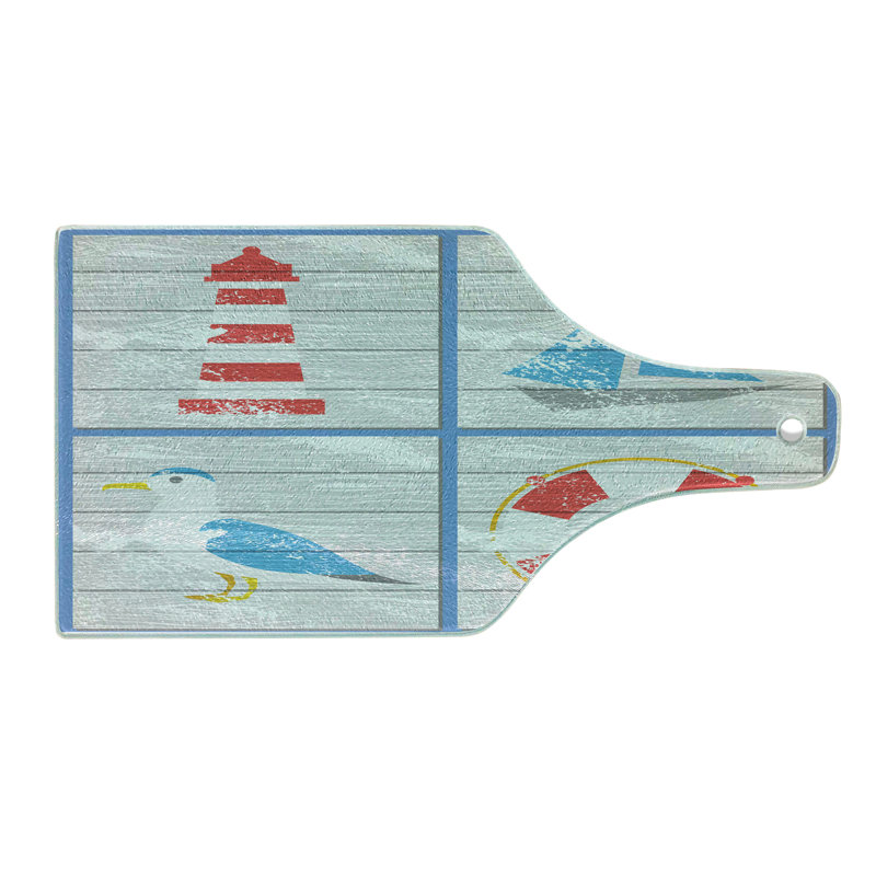 Ambesonne Lighthouse Tempered Glass Cutting Board Nautical Rustic Multicolor