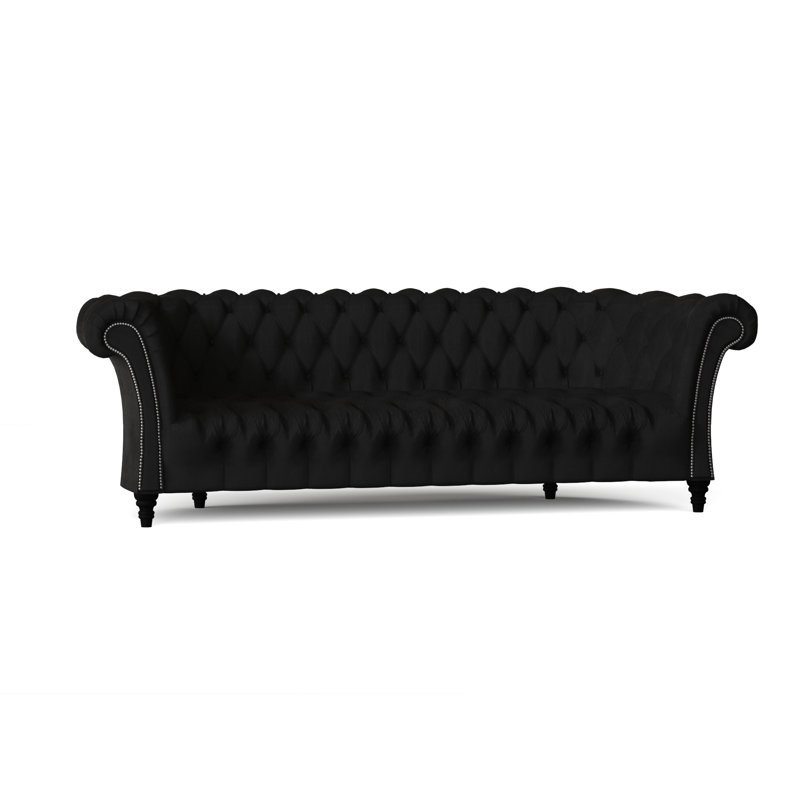 Upholstered Sofa, Black, 84 inches, Aura Steel