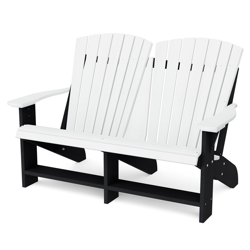 Heritage Double Adirondack Chair, White/Black