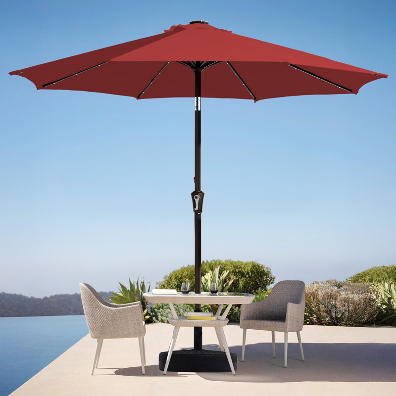 Parasol de marché avec manivelle Beka, Rouge, H 91,2 po x l 108 po x P 108 po