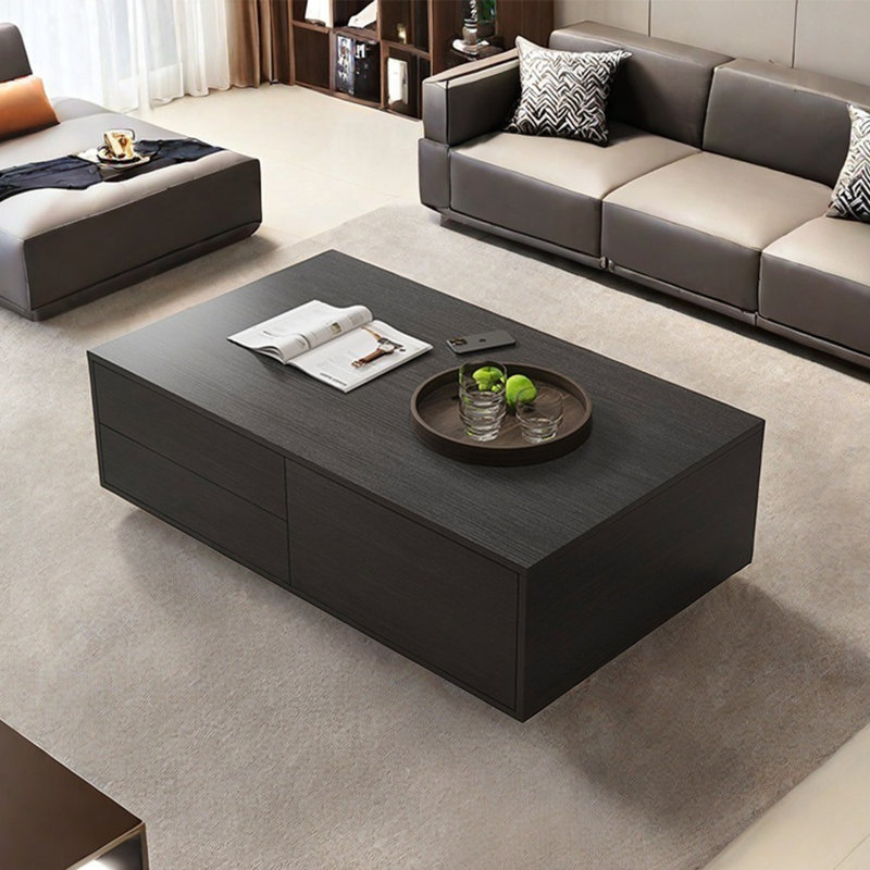 Modern simple rectangular storage coffee table, 14.6" H x 51.2" L x 24.4"  W, Black