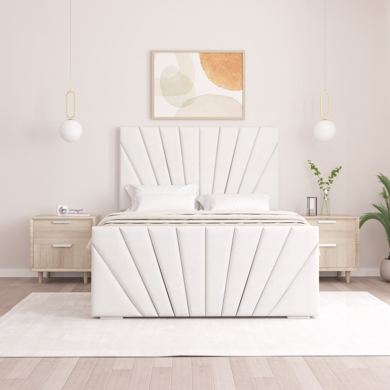 Aayanah Upholstered Bed, Super King (6'), White