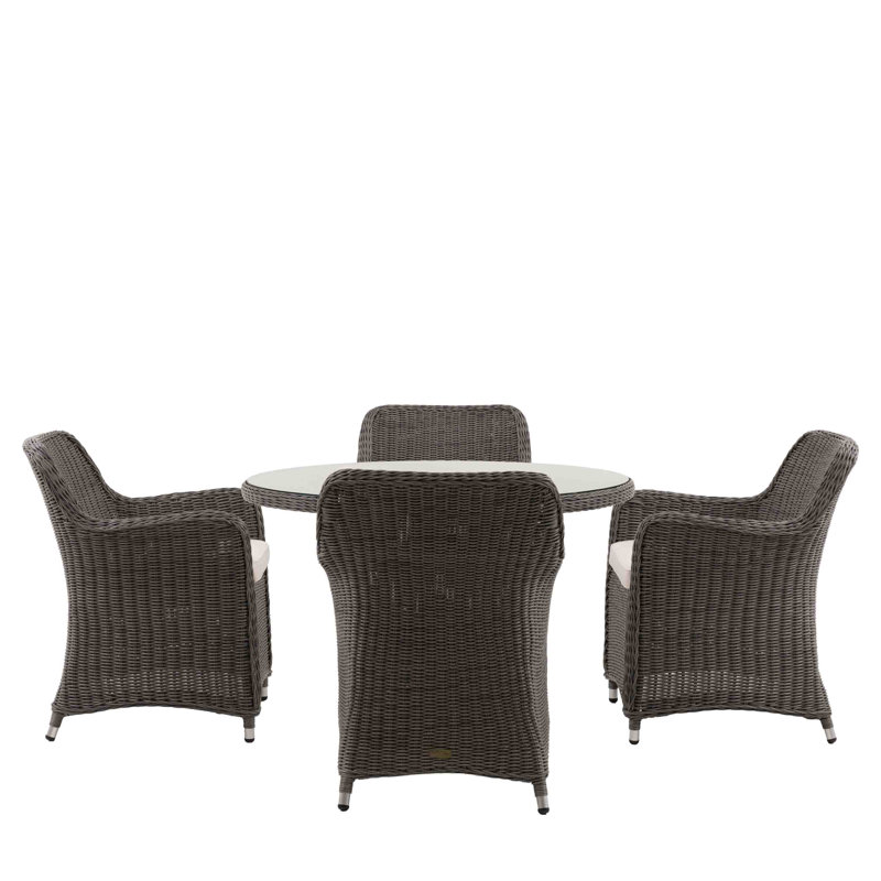 4 - Person Wicker Patio Dining Set with Round Table