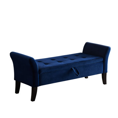 51.5" Multipurpose Bench With Soft Navy Blue Velvet And Storage Hallway Entry Inner - Convenient