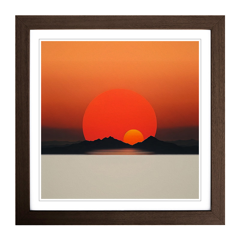 Japanese Sunset Minimalism - Framed Print, Walnut