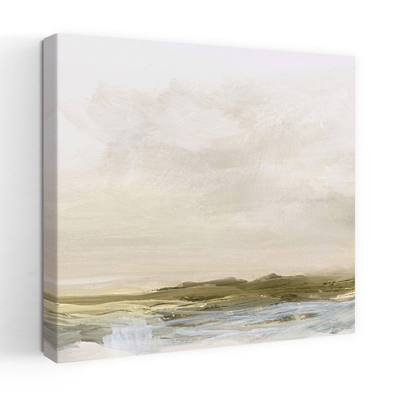 Art contemporain contemporain, paysage côtier moderne abstrait, H 24 po x l 24 po