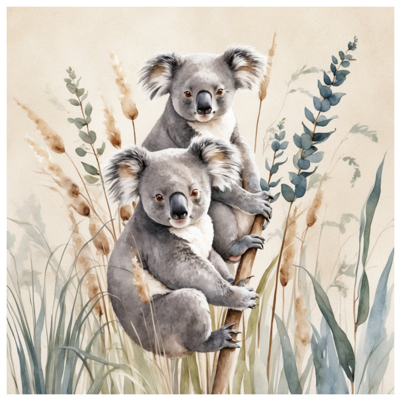 Coussins Koalas On Branch, 20 x 20 pouces