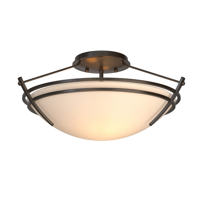 Plafonnier semi-encastré 16,4 po Tryne, Opale, Bronze huilé