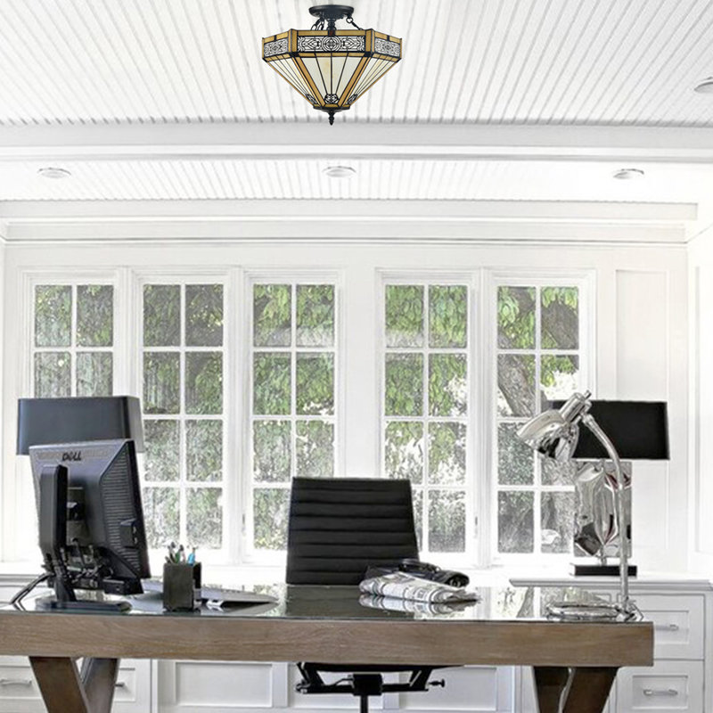 Tonna 3 - Light Tiffany Glass Semi Flush Mount