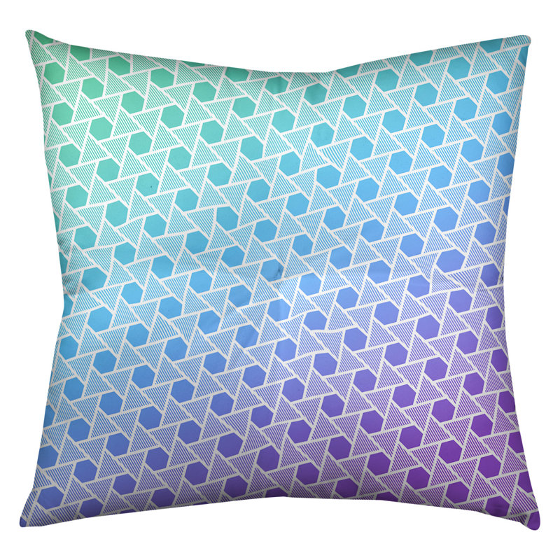 Coussin de plancher hexagonales et triangles, 26 po x 26 po, Dégradé paon