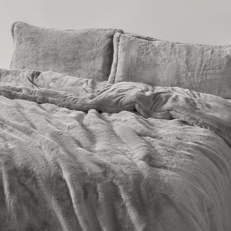 Coma Inducer Melange Chunky Bunny Oversized Comforter Set, Twin Extra Long Comforter + 1 Standard Shams, Gray