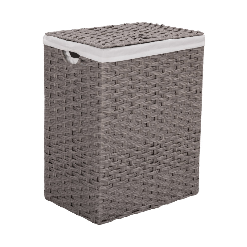 Handwoven Rectangle Laundry Hamper, Gray