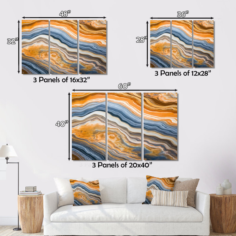 Se segment Layers of Marble Rock I - 3 pièces sur toile tendue, H 28 po x l 36 po x P 1 po