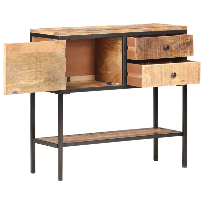 Buffet rustique - Armoire de rangement en bois de manguier brut 33,5 ", hauteur 31,5"