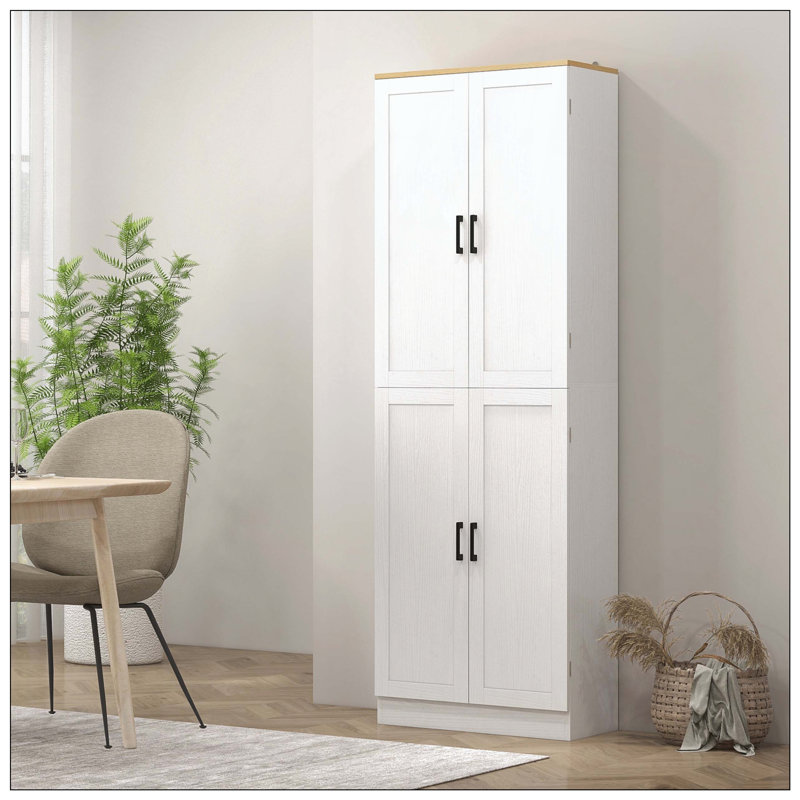 Garde-manger autoportant, armoire de rangement à 4 portes avec tablettes réglables, armoire de cuisine avec portes et tablettes