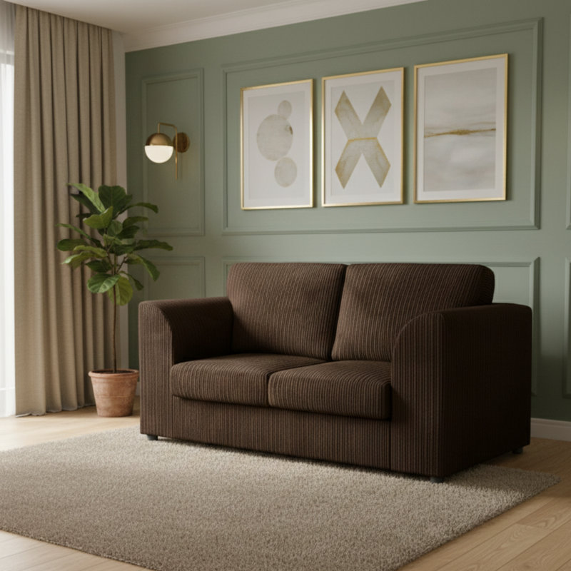 2 Seater Corduroy Sofa, Brown