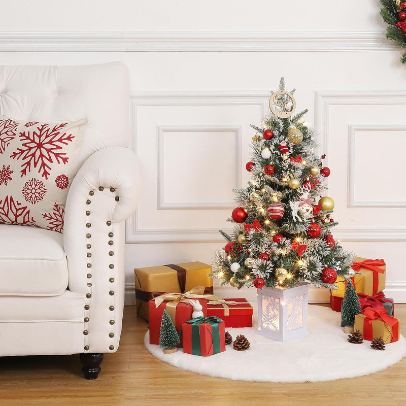 Arbre de Noël enneigé 3 pi avec 78 lumières DEL, 8 modes et baies rouges