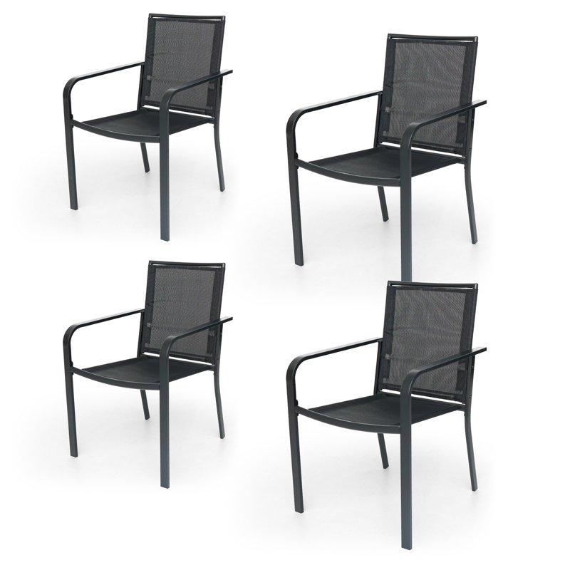 Outdoor Stacking Dining Chair (Set Of 4), Black
