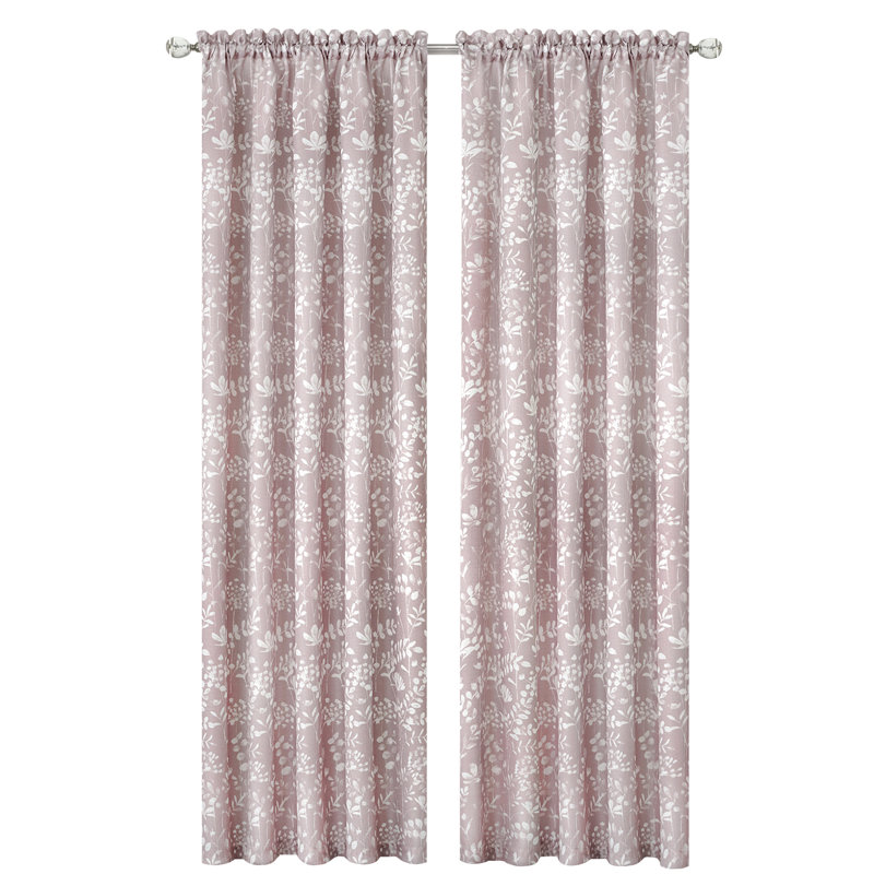 Dungall Polyester Semi-Sheer Single Curtain Panel, 52"W x 63"L, Blush