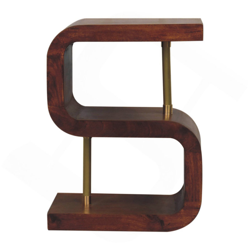 Wood S-Curve Brass Bedside
