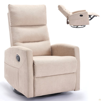 Fauteuil inclinable manuel avec chaise berçante et pivotante en tissu beige