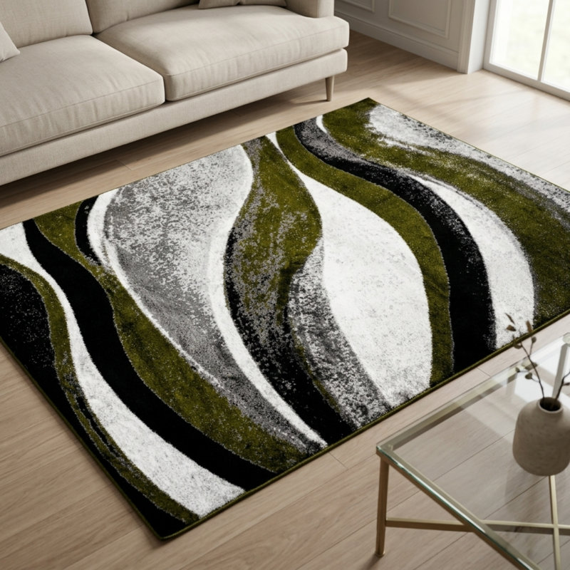 Abstract Area Rug, Rectangle 200 x 290 cm, Green