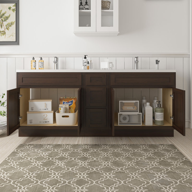 72'' Double Bathroom Vanity Base Only, Brown