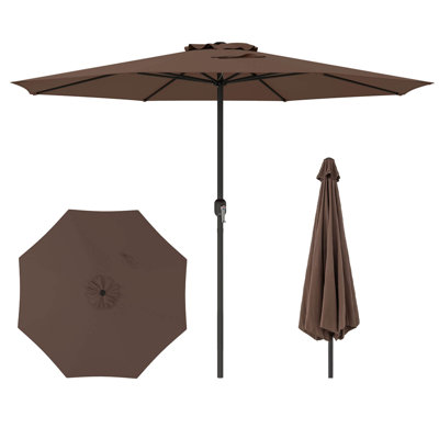 Parasol de marché extérieur 12 pi avec poignée à manivelle 8 baleines robustes 12 pi