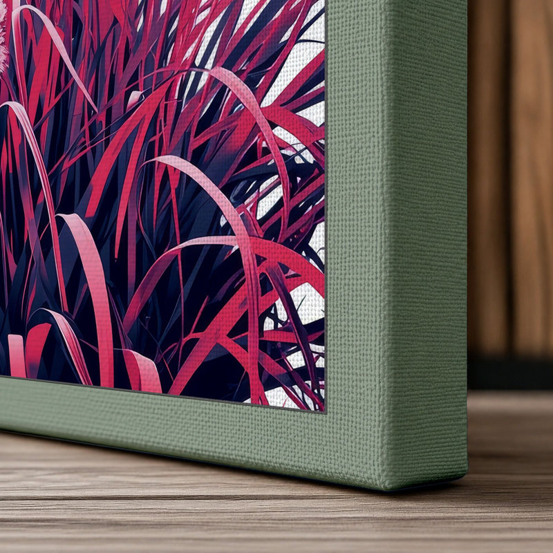 Burgundy Plume Grass Botanical - Wrapped Canvas, 18x12 - 45.7 x 30.5 cm, Sage Border
