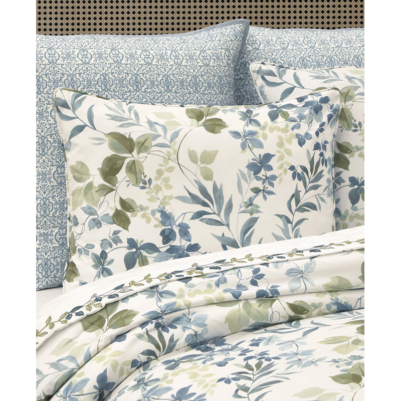 Evergreen 4Pc. Ensemble d'édredon, Feuille bleue, Édredon double et 3 pièces supplémentaires