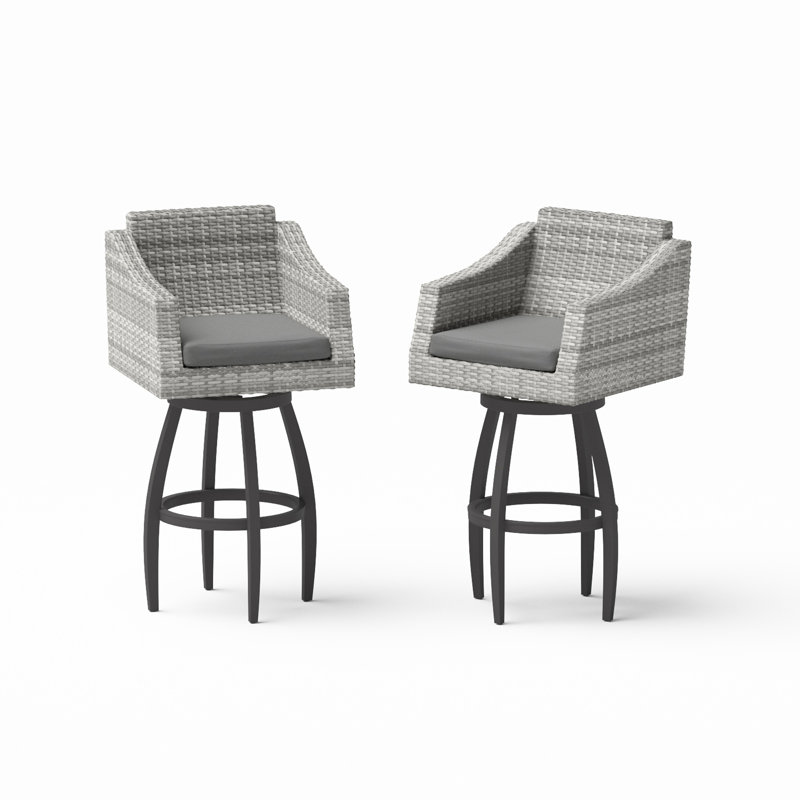 Tabouret de bar rotatif 2 pièces Bafra - gris anthracite Sunbrella, Gris
