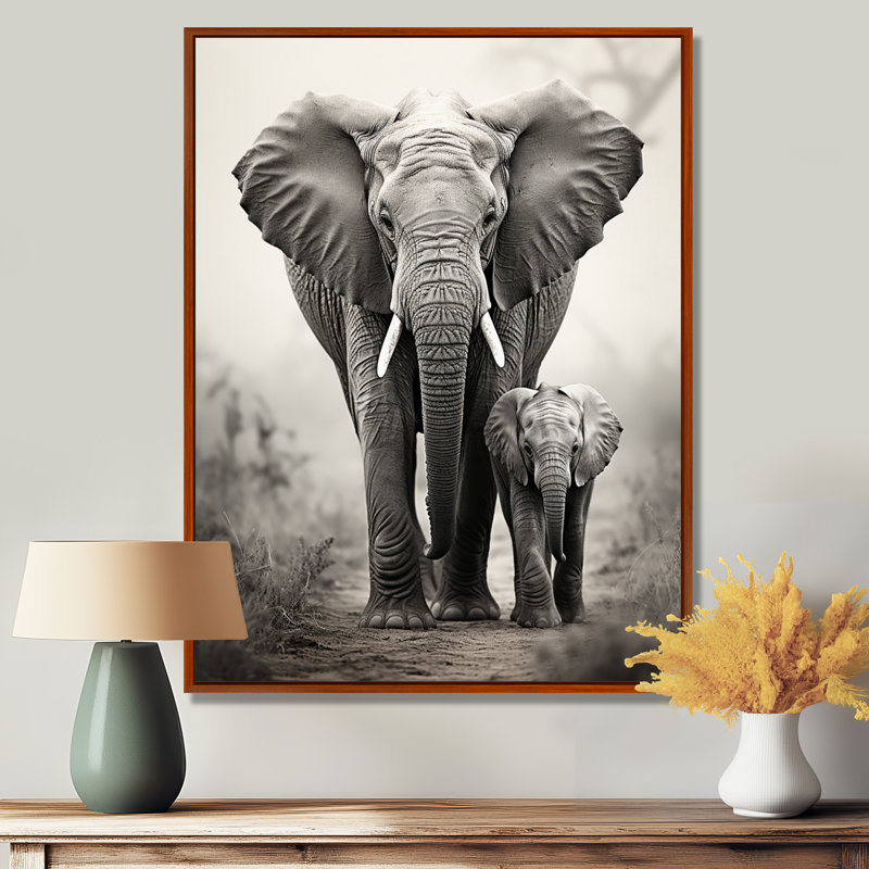Leiding Elephant Whispers Of Africa II - Elephant Wall Art, 20" H x 12" W, Brown Floater Framed